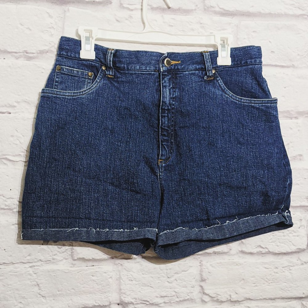 Chadwick's RealComfort Dark Blue High-Rise Cut-Off Shorts